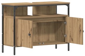 Fürdőszoba Mosdószekrény Kézműves Tölgy 80x30x60 cm Mérnök Fa