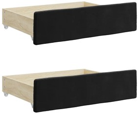 fekete kihúzható bársony heverő fiókkal 90 x 200 cm