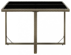 szürke polyrattan és üveg kerti asztal 109 x 107 x 74 cm