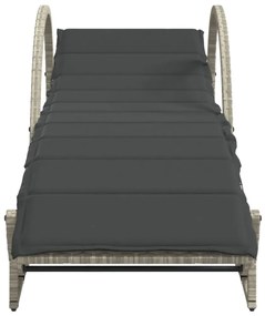 világosszürke polyrattan napozóágy párnával 60x199x42 cm