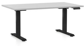 OfficeTech D állítható magasságú asztal, 140 x 80 cm, fekete alap, világosszürke