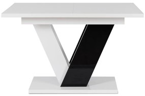 Magasfényű Étkezőasztal Fehér/Fekete Színben. CLARK 120-160 cm