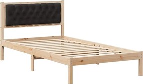 vidaXL Ágykeret fejtámlával Fekete 100 x 200 cm Tömör fenyőfa