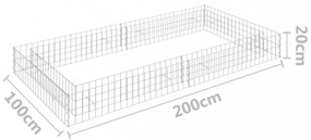 horganyzott acél gabion magaságyás 200 x 100 x 20 cm