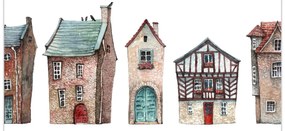 Üveg kép - Akvarell házak (70x50 cm)