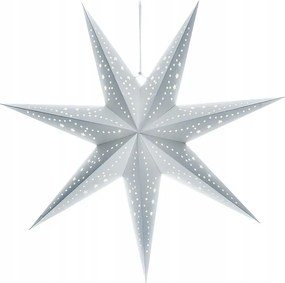 Led karácsonyi függőcsillag ezüst színű, időzítővel, 60 cm, 20x Led, 2x Aa elemmel