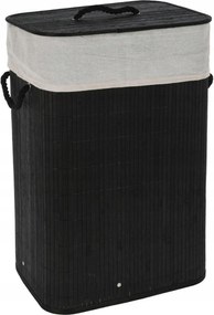 Bambusz szennyestartó kosár fekete 60X40 cm Fürdőszobai tároló rendszerező