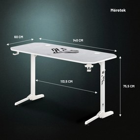 Gamer asztal 140 cm fehér: Diablo X-Mate 1400