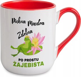 Coffe Bögre Piros Egyszerűen Békás Ajándék Irodába Vicces Minta