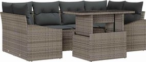 vidaXL Kerti Kanapé Szett tárolóval 7 pcs Szürke Poli rattan