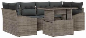vidaXL Kerti Kanapé Szett tárolóval 7 pcs Szürke Poli rattan
