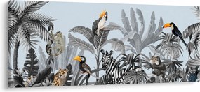 Állatok képe egy trópusi erdőben (120x50 cm)