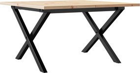 vidaXL tömör fenyőfa és acél dohányzóasztal X-vázzal 60x60x40 cm