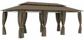 vidaXL tópszínű pavilon függönyökkel 600 x 298 x 270 cm 180 g/m²