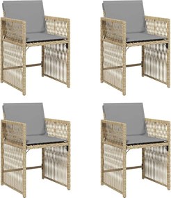 vidaXL 4 db vegyes bézs polyrattan kerti szék párnával