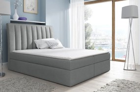 Kaspis kontinentális ágy, szürke, 200 x 200 + ingyenes topper