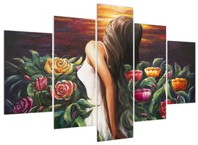 Hölgy és a virágok (150x105 cm)