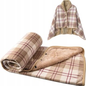 Poncsó Takaró Gombokkal 140x100cm Ágytakaró Kockás Pulóver 2IN1 Oversize