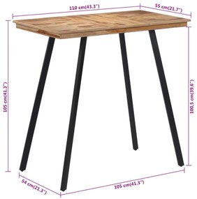 tömör tíkfa bárasztal 110 x 55 x 105 cm