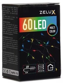 Zelux karácsonyi világítás, fényfűzér, 60 led, Multicolor, 6m