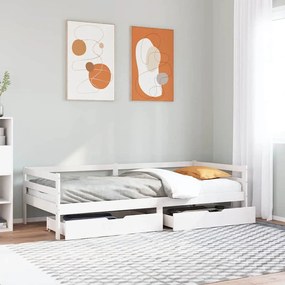 fehér tömör fenyőfa kanapéágy fiókokkal 90 x 200 cm