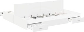 vidaXL Ágykeret tárolóval fejtámlával Fehér 180 x 200 cm Faanyag