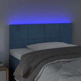 sötétkék bársony LED-es fejtámla 90x5x78/88 cm