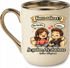 Elegáns bögre A mi titkunk? Én beszélek, Te hallgatod Valentin-nap 330 Krém
