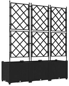 Trellisszel Ellátott Kert Virágcserép 3 db Fekete 120x40x143 cm