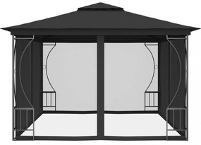 antracitszürke pavilon hálóval 300 x 400 x 265 cm
