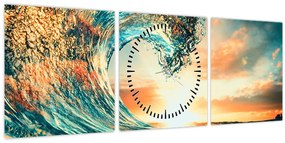 Kép - Hullám (órával) (90x30 cm)