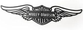 Vidám Fal |  Fából készült fali dekoráció fekete Harley Davidson szárnyak