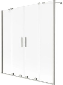 Mexen Velar Duo, 2 szárnyas eltolható kádparaván 150 x 150 cm, 8 mm-es mattüveg, csiszolt acél, 896-150-000-32-97