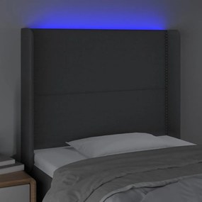 sötétszürke szövet LED-es fejtámla 83x16x118/128 cm