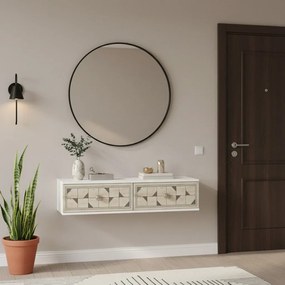 Moka 120 - White, Travertine, Silver