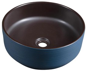 Sapho - PRIORI pultfelületre helyezhető mosdó, Ø 41 cm, barna/kék