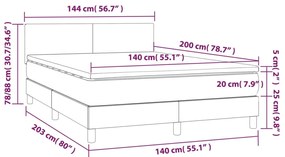 krémszínű szövet rugós és LED-es ágy matraccal 140x200 cm