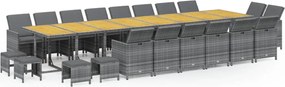 vidaXL 21 részes szürke polyrattan kerti étkezőgarnitúra párnákkal