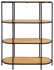 Fekete könyvespolc tölgyfa dekorral 36x111 cm Vita - House Nordic