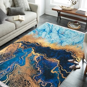 Kék csúszásgátló szőnyeg absztrakt mintával Szélesség: 120 cm | Hossz: 180 cm