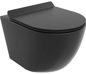 Mexen Lena perem nélküli wc csésze leeresztő automatikás ülőkével, Duroplaszt, Fekete matt - 30220185