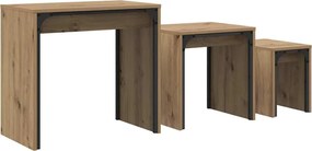 vidaXL Dohányzóasztal 3 pcs Artisan tölgy Faanyag