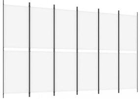 6 paneles fehér szövet térelválasztó 300x180 cm