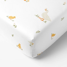 Goldea húsvéti pamut körgumis lepedő - kacsák 80 x 160 cm