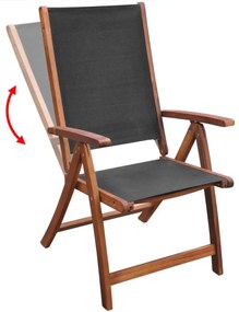 9 darabos tömör akácfa kültéri étkezőgarnitúra párnákkal