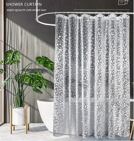 Fehér négyzet alakú rövid zuhanyfüggöny 180 x 170 cm fürdőszoba kádhoz,