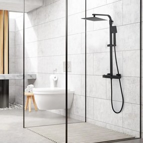 Erga Goba, zuhanygarnitúra termosztát elemmel és esőfejjel 25x25cm, fekete matt, ERG-YKA-BP.GOBA-THERM-25-BLK