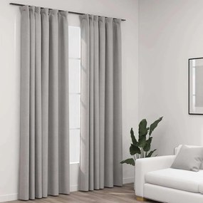 vidaXL 2 db szürke vászonhatású sötétítőfüggöny kampókkal 140 x 225 cm