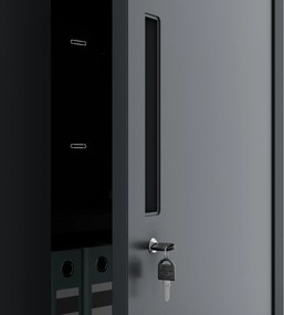 MEGAN moduláris többfunkciós fém szekrény lábazaton, antracit, 1600 x 900 x 400 mm