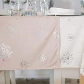 Asztali futó karácsonyi mintás, bársony, puderrózsaszín 40x160